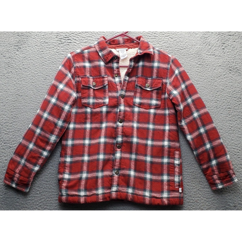 Tommy Bahama Flannel Shirt Jacket‎ Boys XL Multi Plaid Sherpa Lined Snap Button